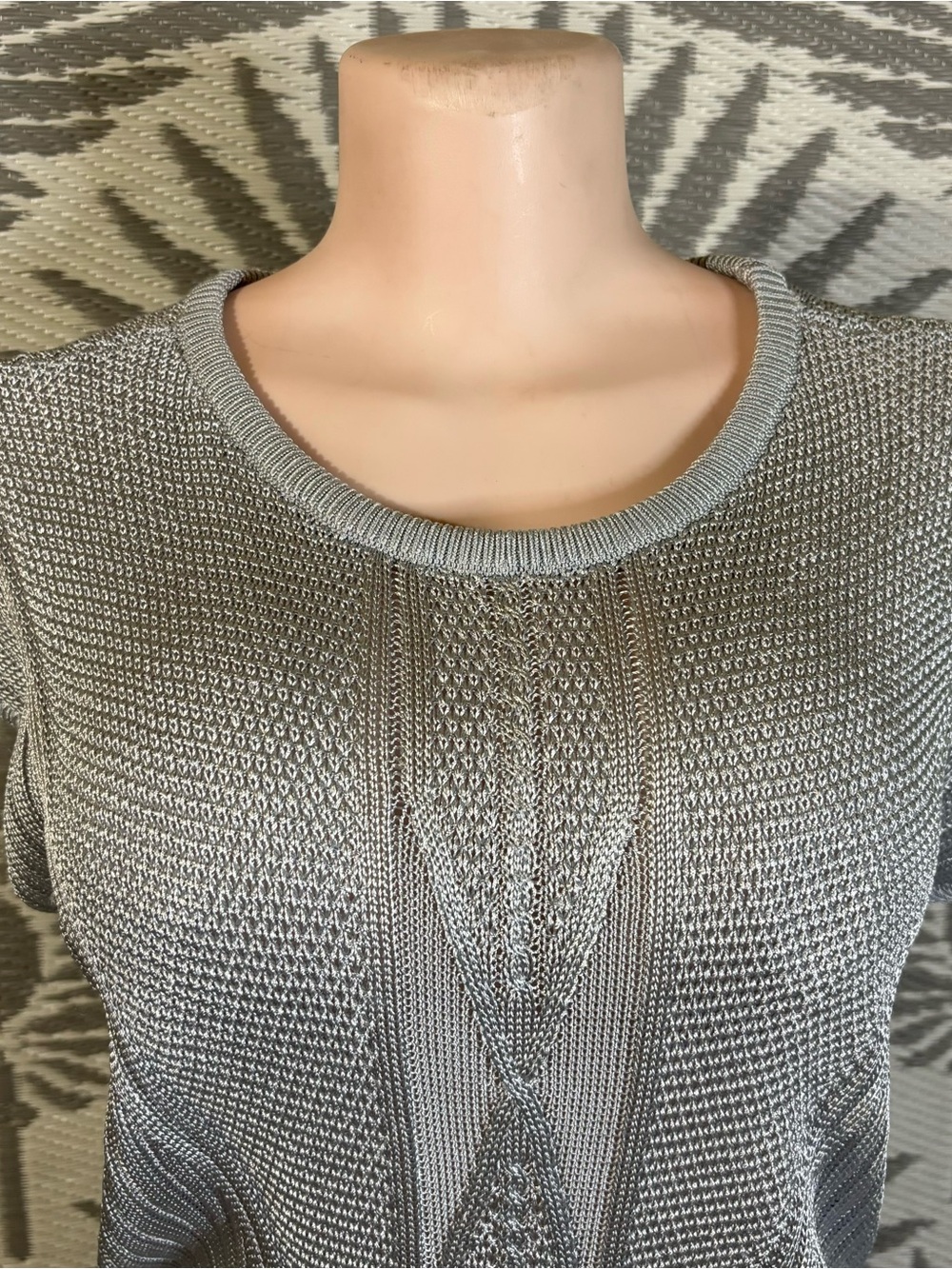 Blue Gray Cable Knit Vest Top Women’s Size L Coastal Grandma Preppy Sweater - Picture 2 of 12